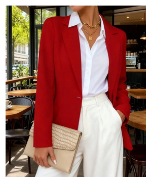 Women's Slim Fit Lapel Collar Long-Sleeve Blazer – Waist-Cinched