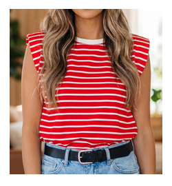 Threaded Pear Ivy Trim Loose Tank Top