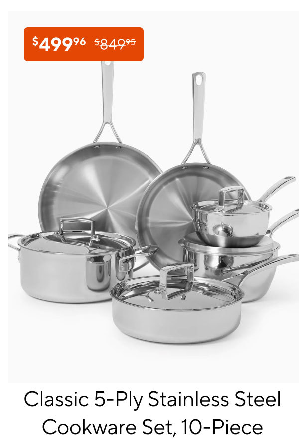 Sur La Table Classic 5-Ply Stainless Steel Cookware Set, 10-Piece