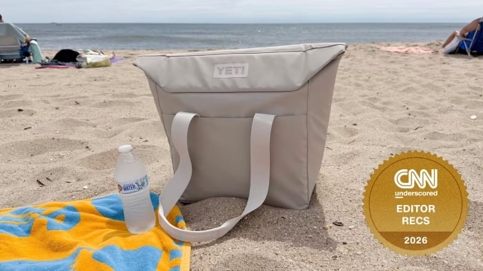 Yeti Daytripper cooler in sand on the beach