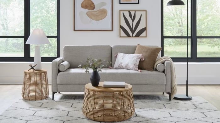 A living room setting with a couch