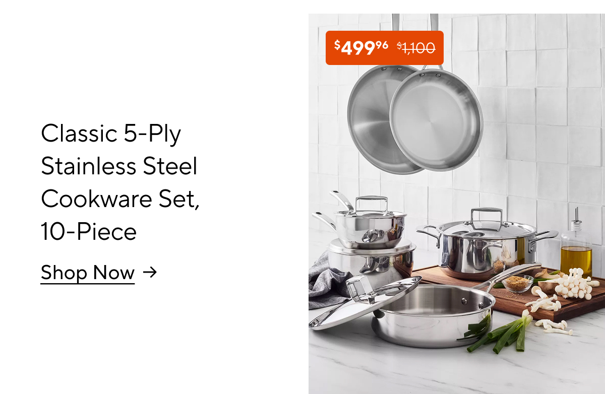 Sur La Table Classic 5-Ply Stainless Steel Cookware Set, 10-Piece