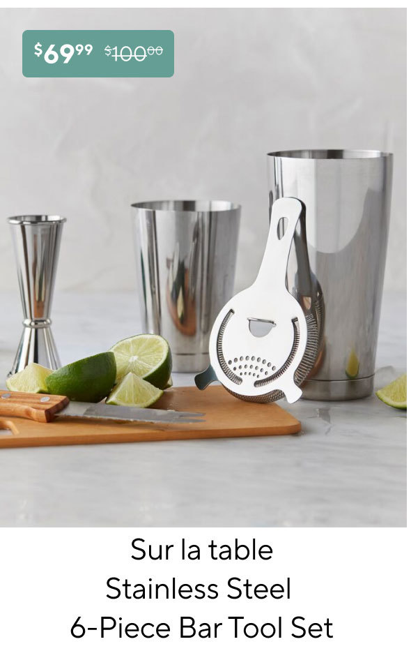 Sur La Table Stainless Steel 6-Piece Bar Tool Set
