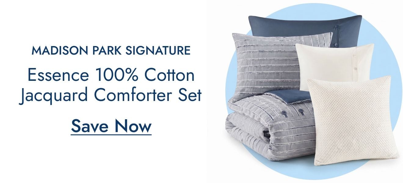 Madison Park Signature Essence Oversized 100% Cotton Clipped Jacquard Comforter Set with Euro Shams and Throw Pillows