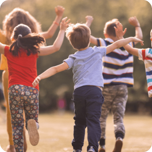 kids playing backyard games outside