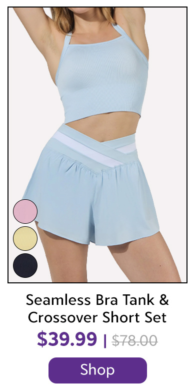 90 Degree by Reflex Seamless Bra Tank & Crossover Short Set