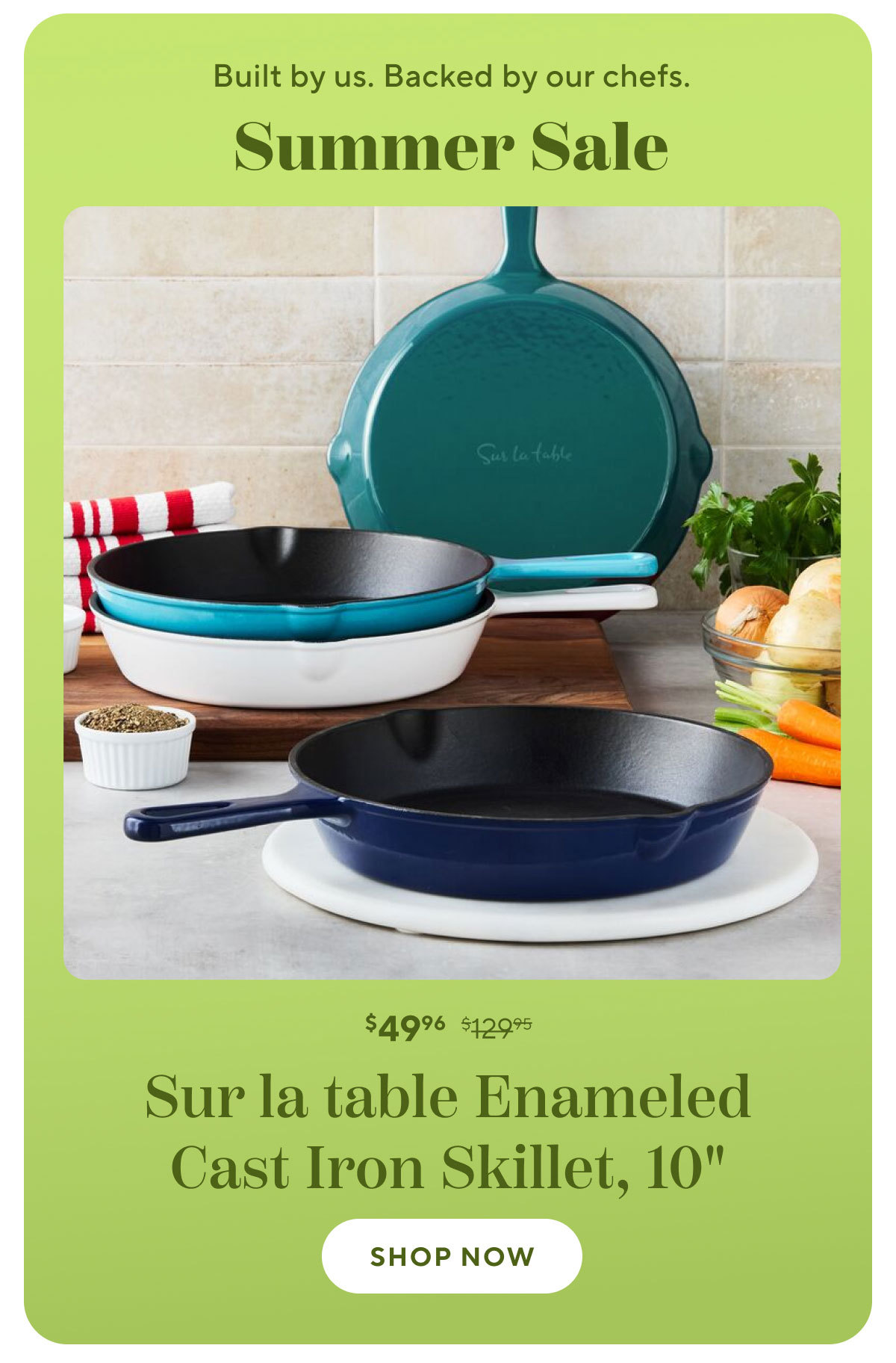 Sur la table Enameled Cast Iron Skillet, 10Inch