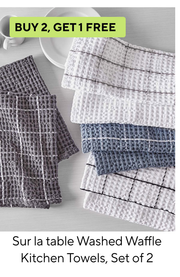 Sur la table Washed Waffle Kitchen Towels, Set of 2