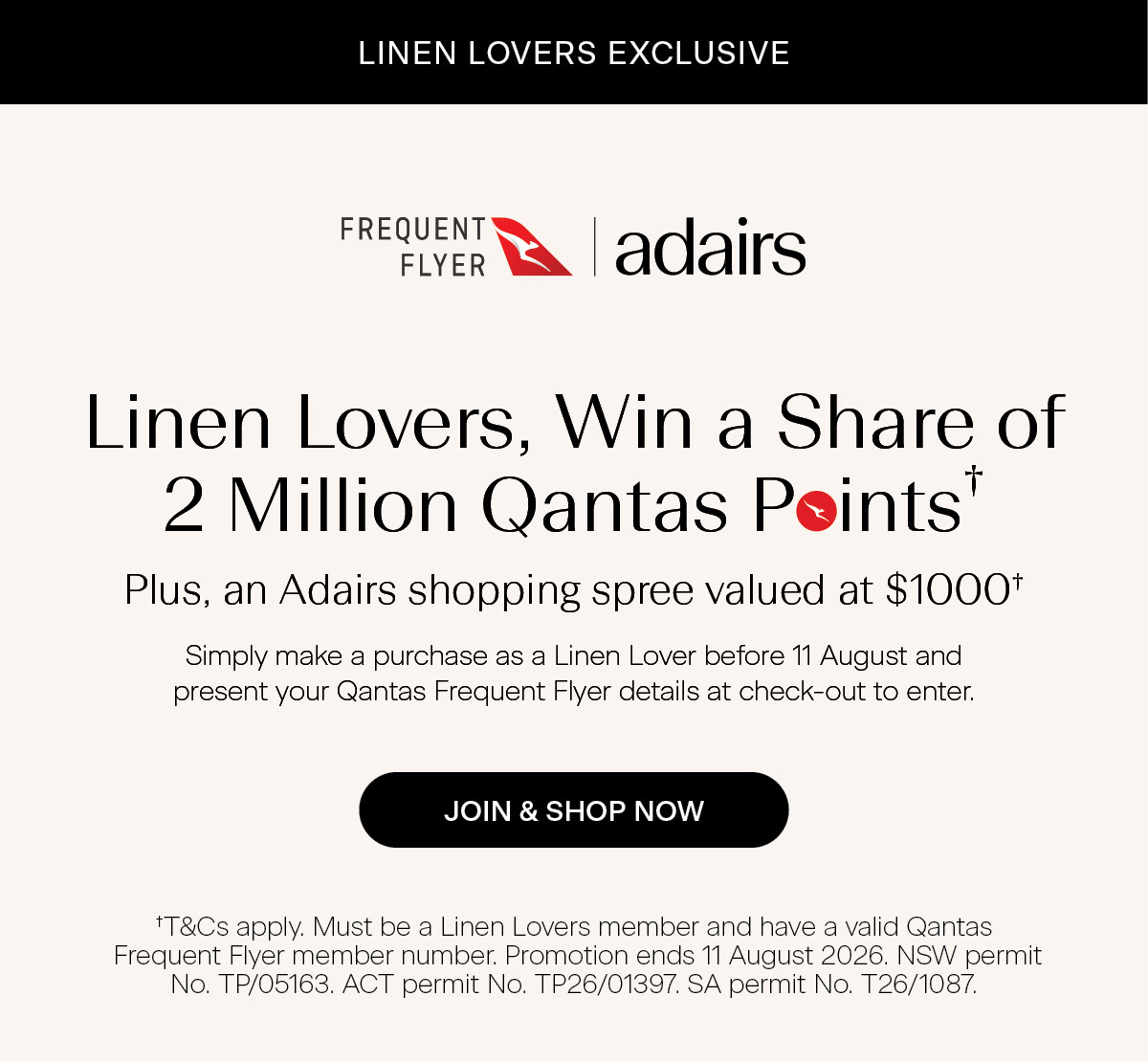 Extended returns: 90 days for Linen Lovers members at Adairs