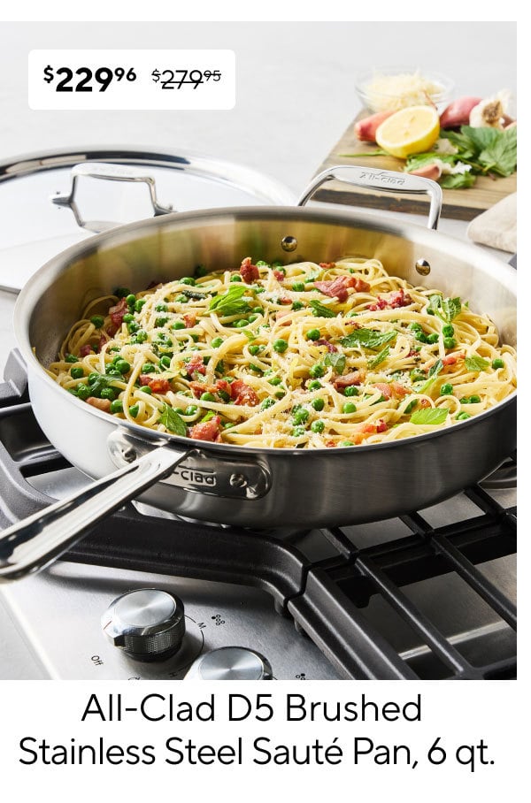 All-Clad D5 Brushed Stainless Steel Sauté Pan, 6 qt.
