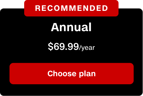 Recommended, Annual $60.99/year Choose plan.