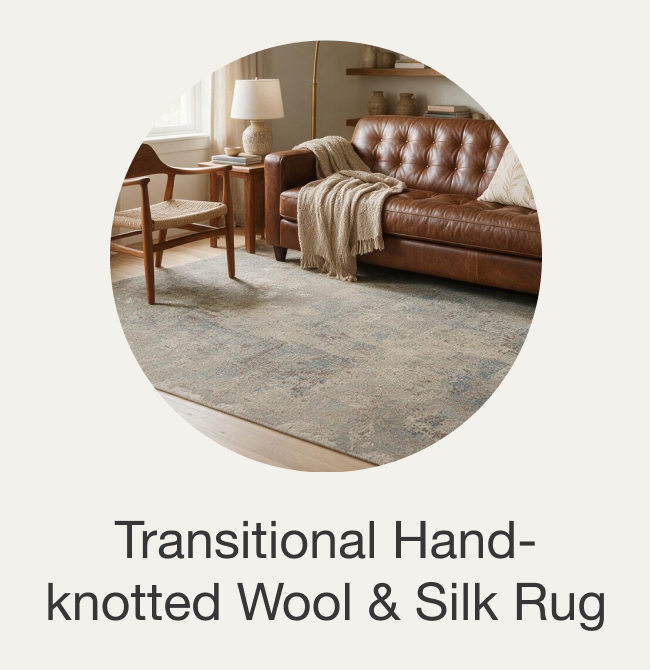 Transitional Multi Colored Hand Knotted Wool Natural Silk Area Rug
