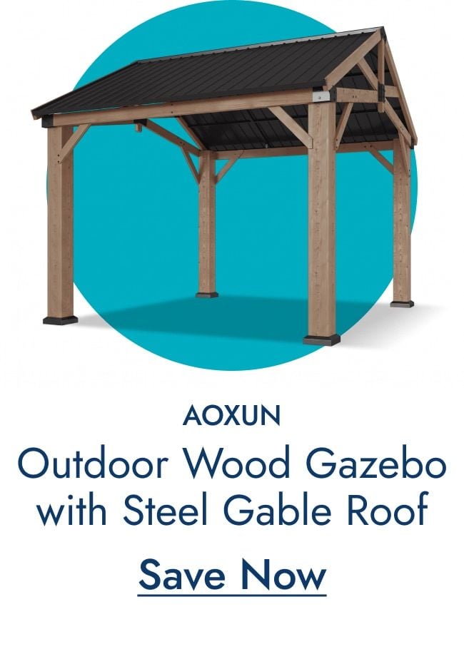 Outdoor Wood Gazebo with Galvanized Steel Gable Roof