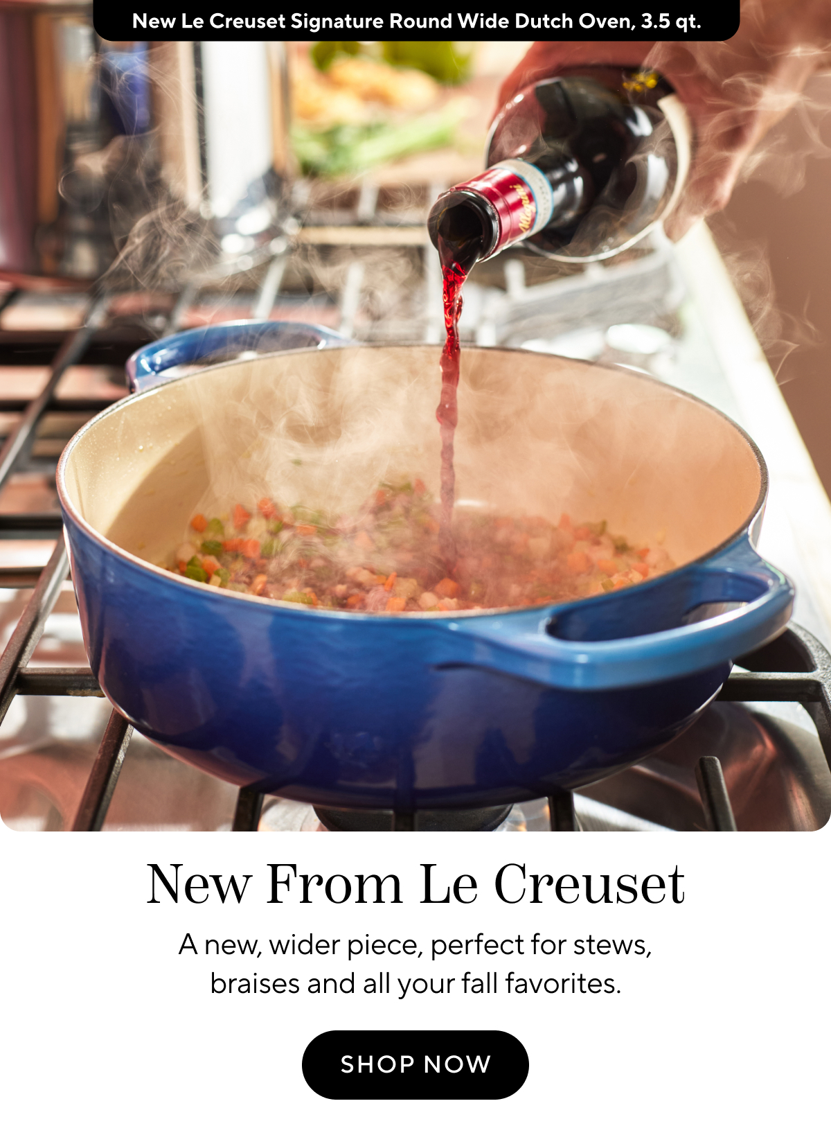 New Le Creuset Signature Round Wide Dutch Oven, 3.5 qt.