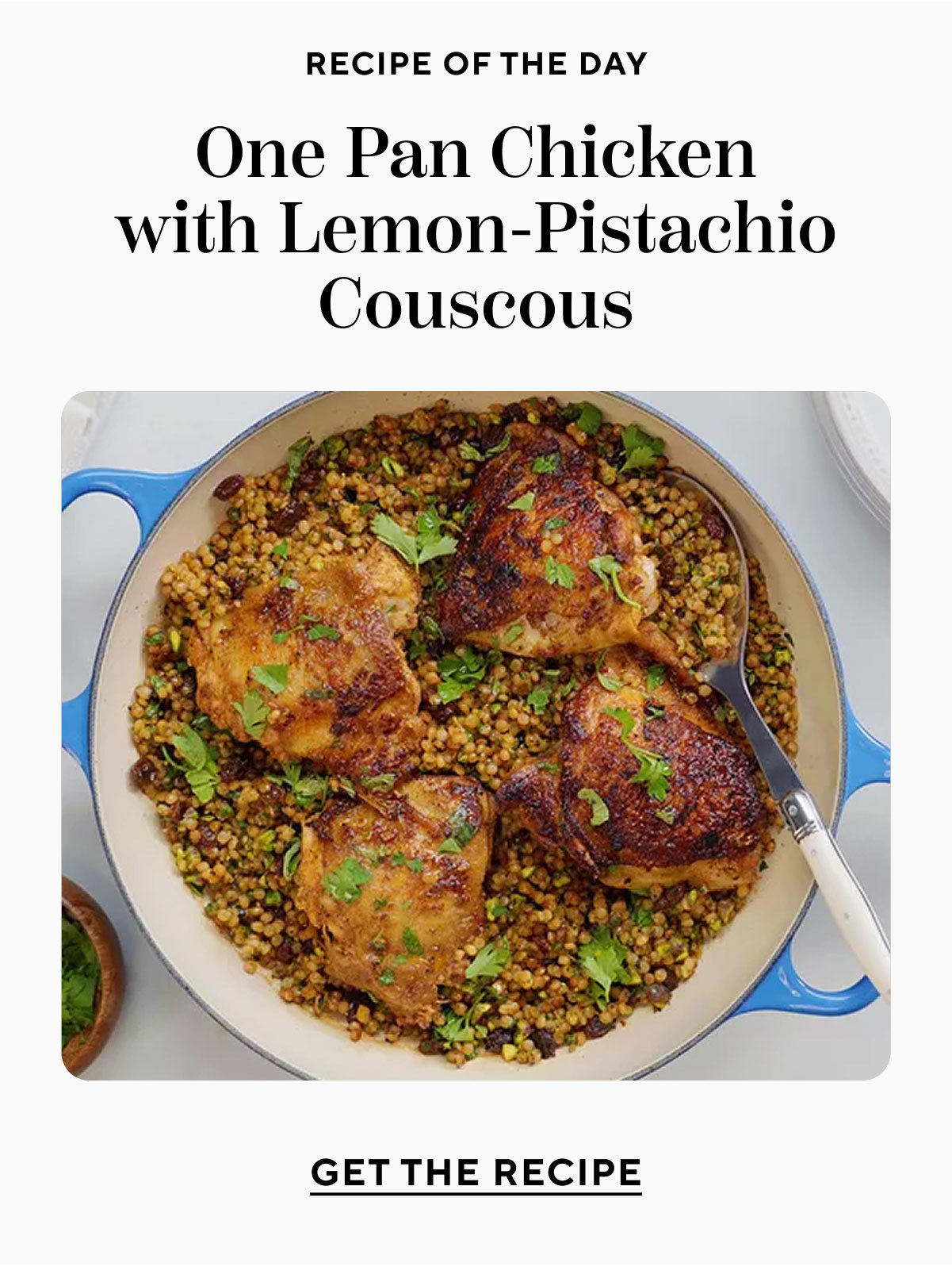 One Pan Chicken With Lemon Pistachio Couscous