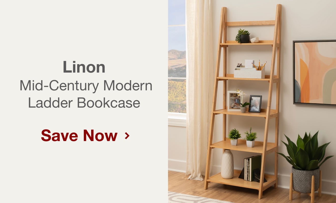 Linon Meade Mid-century Modern Ladder Bookcase