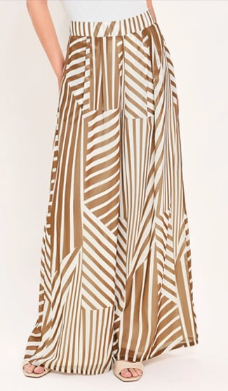 Latte Ribbon Rhapsody Woven Wide Leg Pants