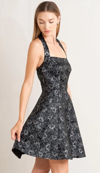 Mystic Hour Woven Jacquard Mini Dress