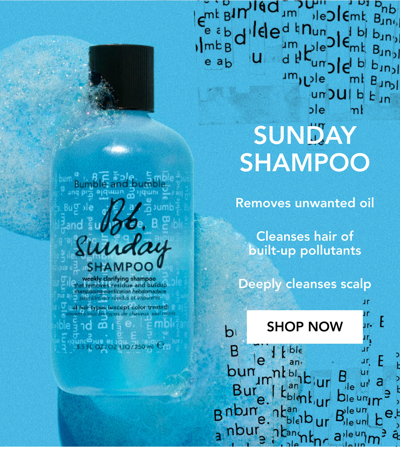 SUNDAY SHAMPOO | Removes unwanted oil | Cleanses hair of built-up pollutants | Deeply cleanses scalp | SHOP NOW