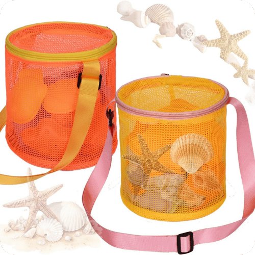 Mesh beach bag for shells