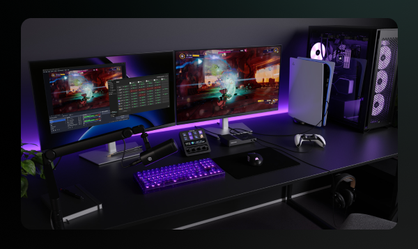 Dual-PC setup at desk with Wave XLR Pro