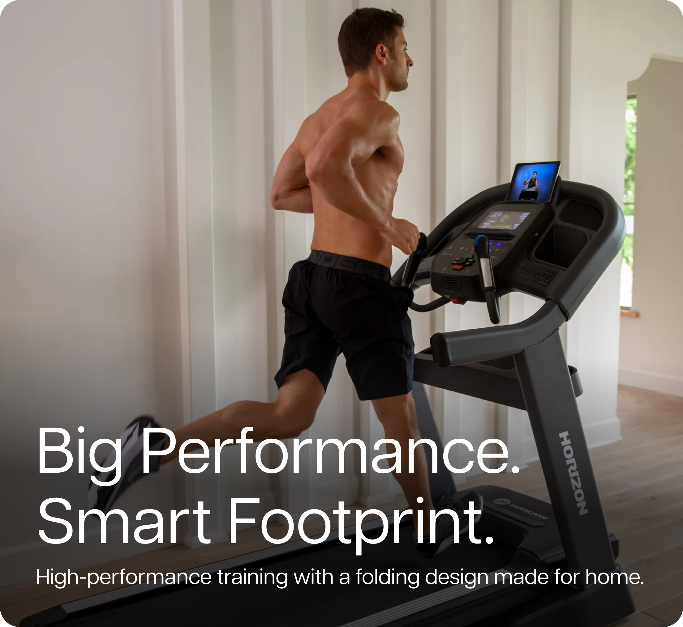 type all this   Big Performance. Smart Footprint.  High-performance training with a folding design made for home.