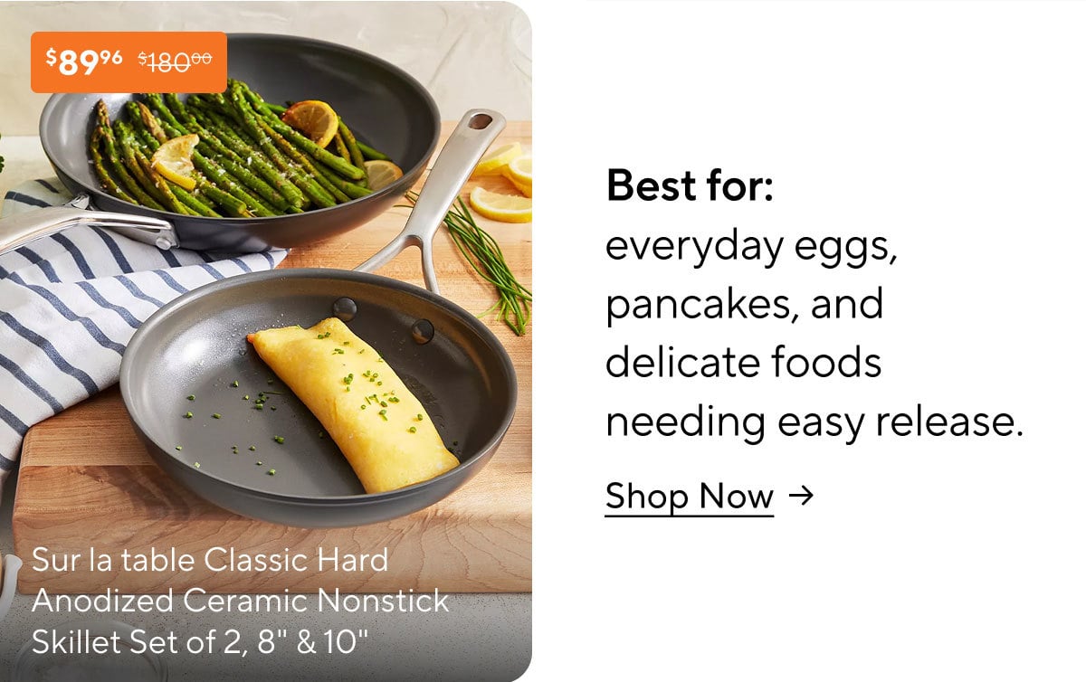 Sur la table Classic Hard Anodized Ceramic Nonstick Skillet Set of 2, 8