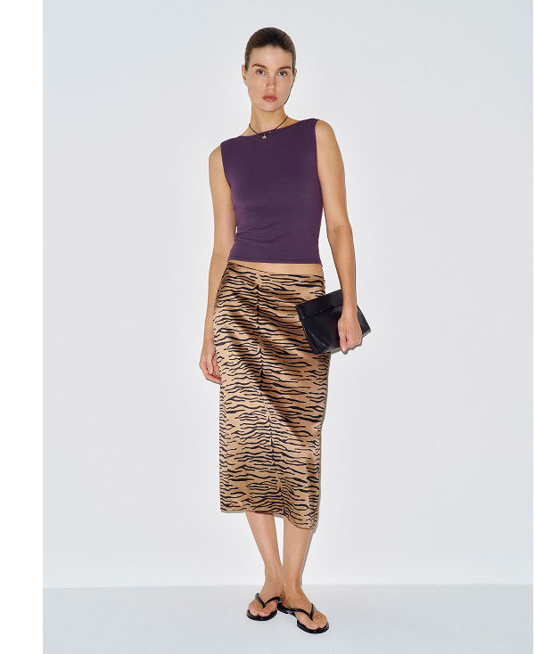 Helen Low Waist Silk Midi Skirt