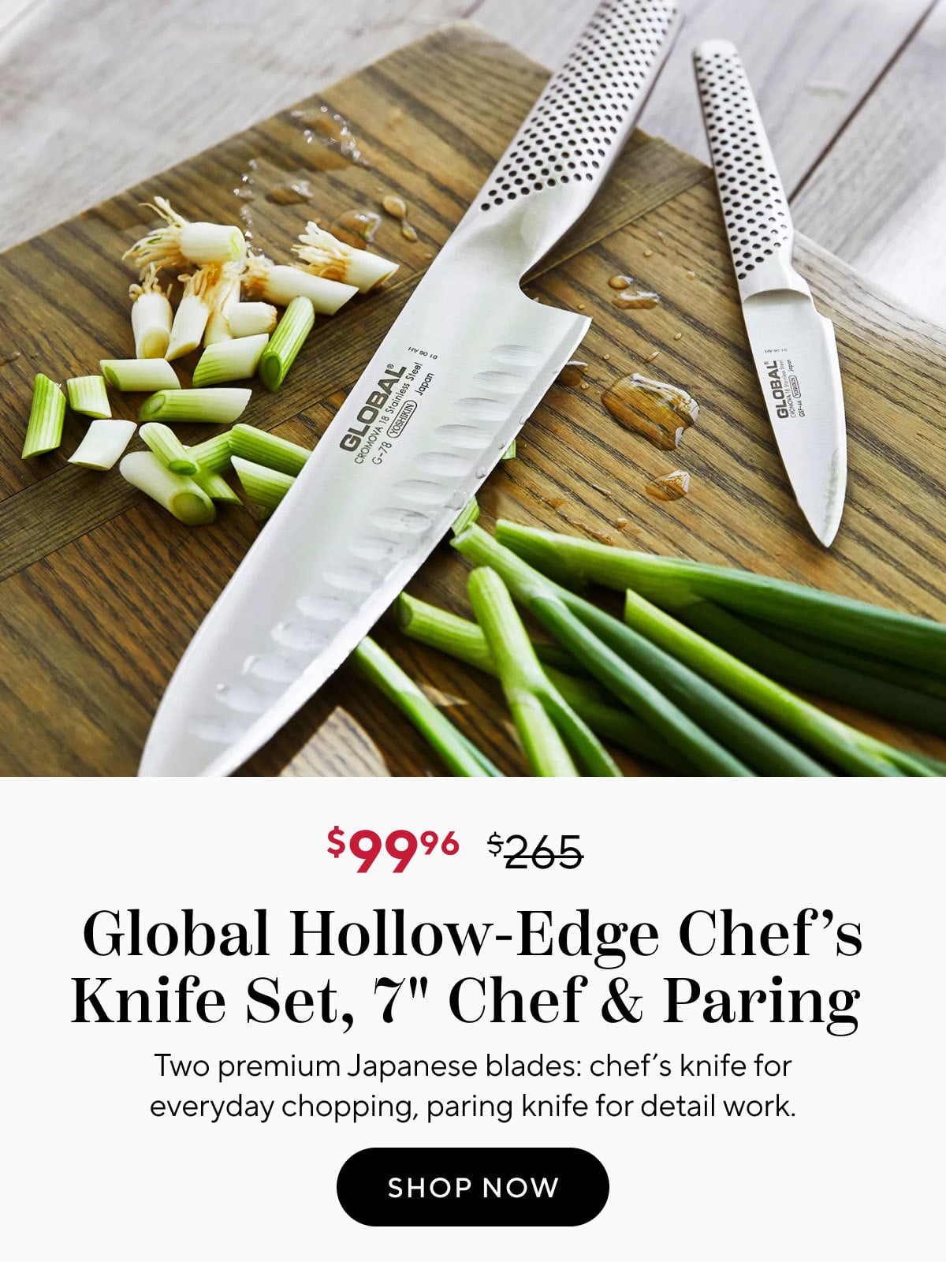 Global Hollow-Edge Chef's Knife Set, 7