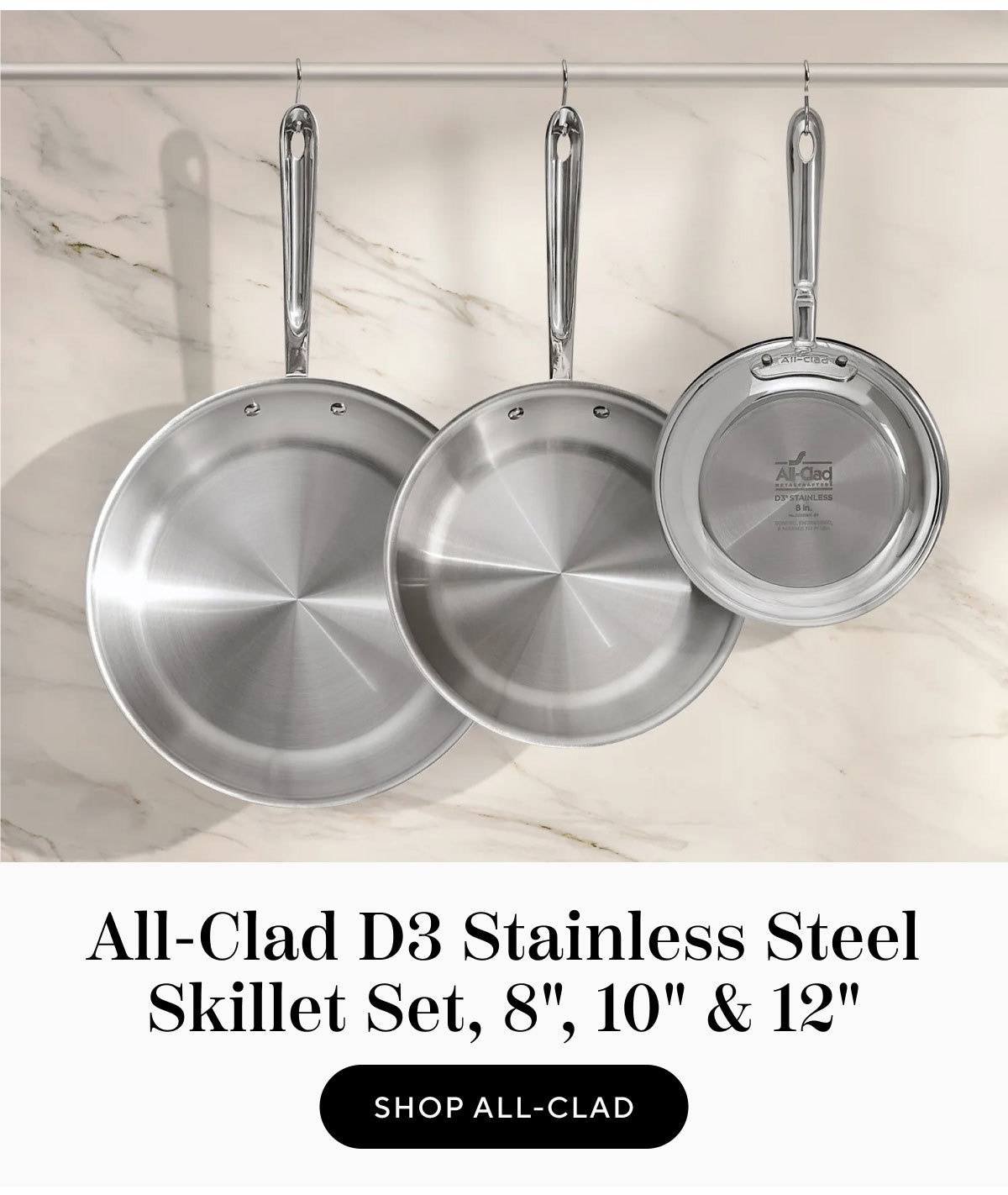 All-Clad D3 Stainless Steel Skillet Set, 8