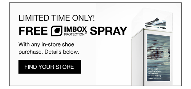 Limited Time Only! Free Imbox Spray with any in-store shoe purchase. Details below.