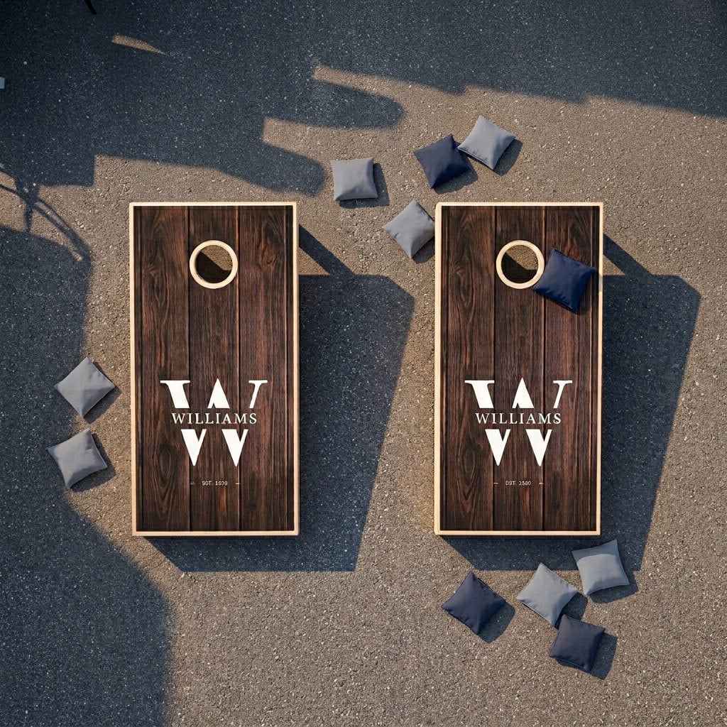 A cornhole set