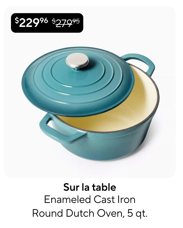 Sur la table Enameled Cast Iron Round Dutch Oven, 5 qt