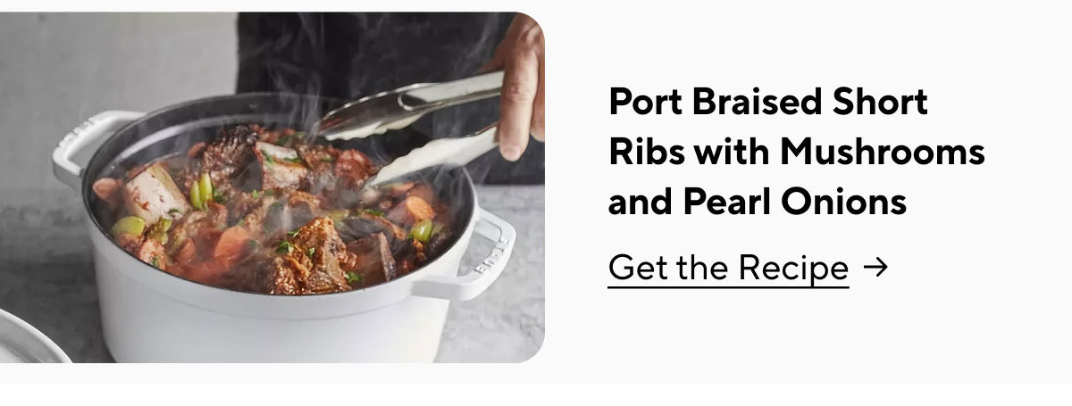Port Braised Short Ribs With Mushrooms And Pearl Onions