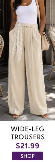 Chic YC Women's Beige Wide-Leg Pants Spring Summer Elegant Lace Belt High-Waisted Casual Trousers