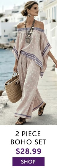 Chic YC Women's Floral Print Off-Shoulder Top and Wide-Leg Pants 2 Piece Set Casual Summer Boho Beach Outfit