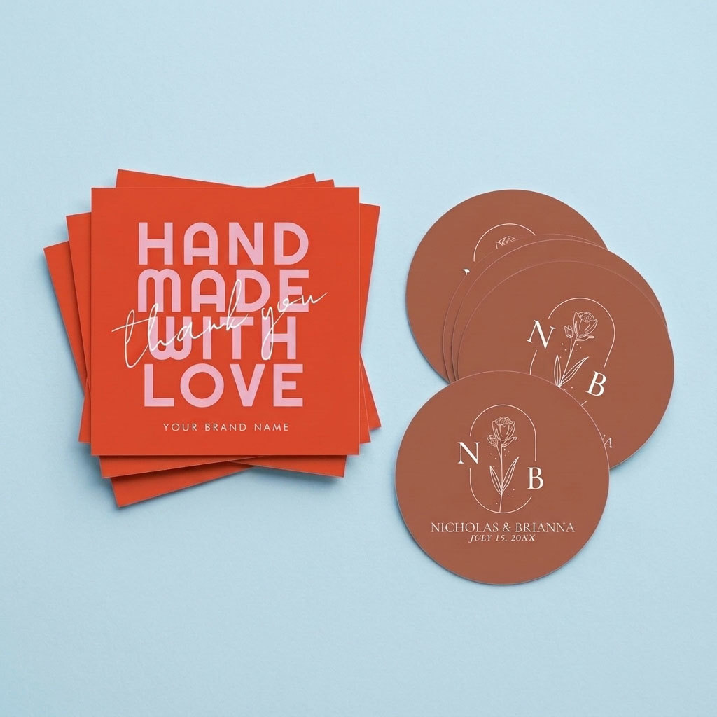 A business card and sticker
