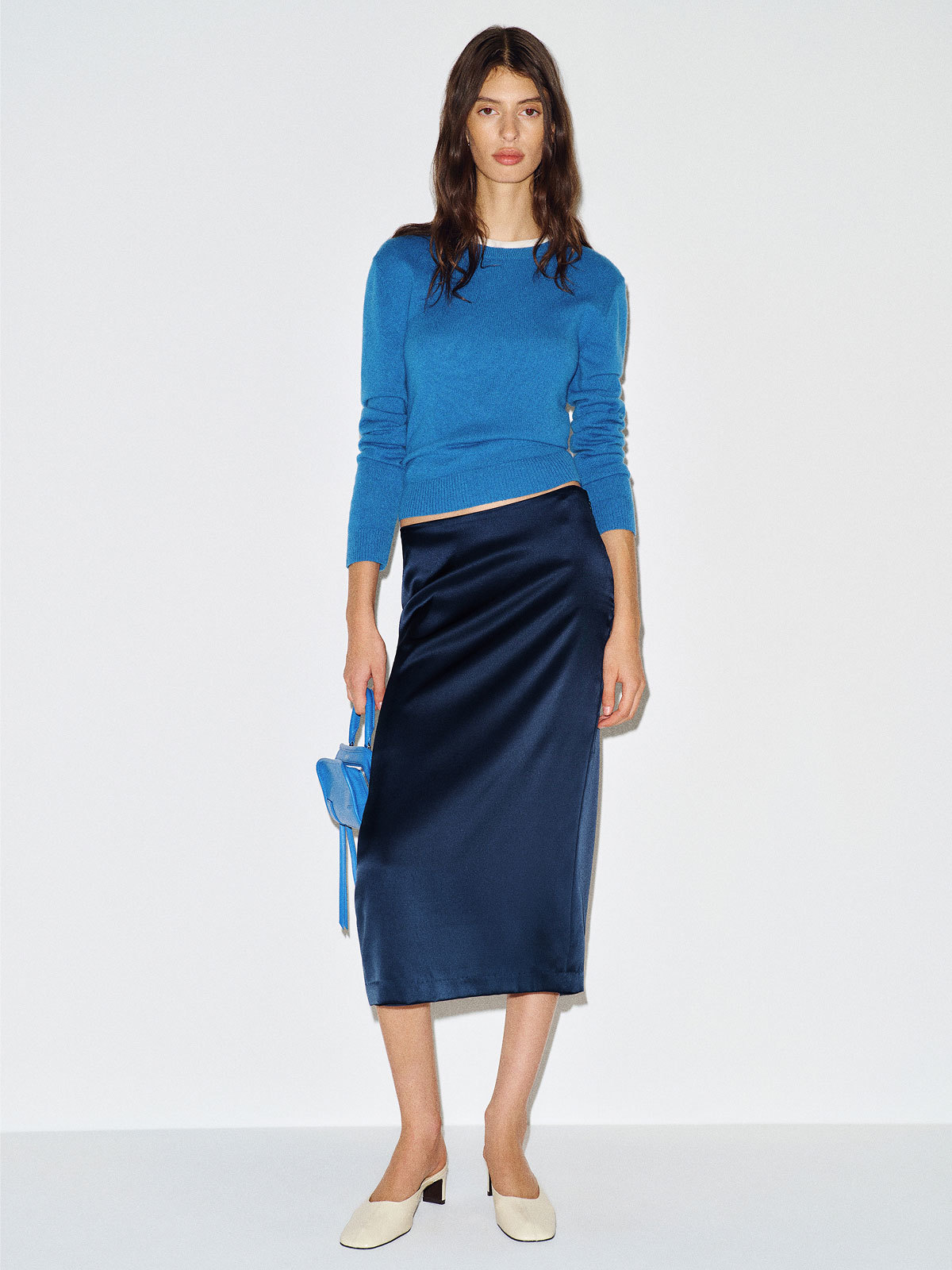 Helen Low Waist Silk Midi Skirt