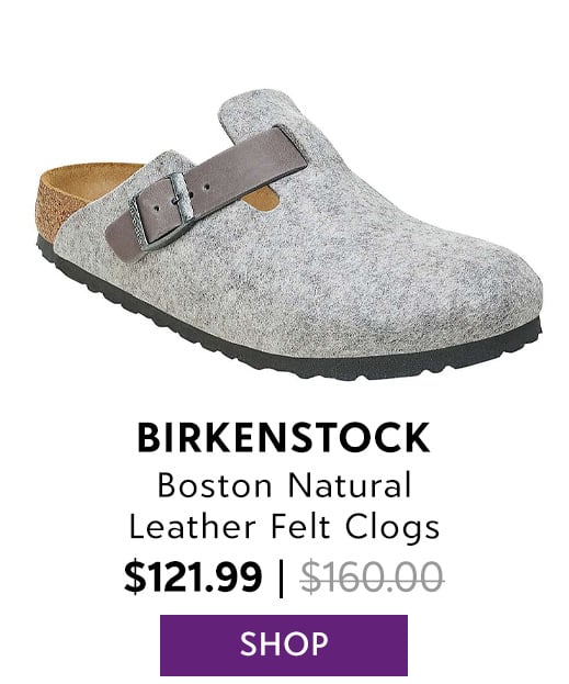 Birkenstock Boston Natural Leather Felt Clogs