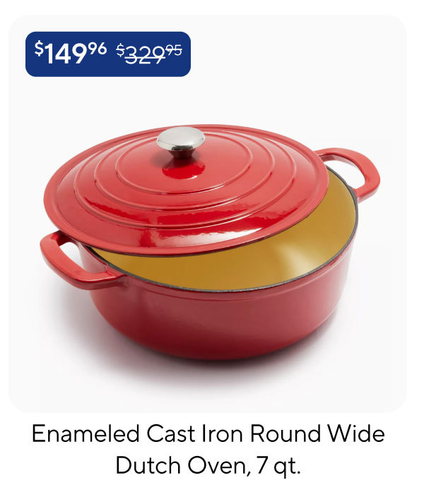 Sur la table Enameled Cast Iron Round Wide Dutch Oven, 7 qt.