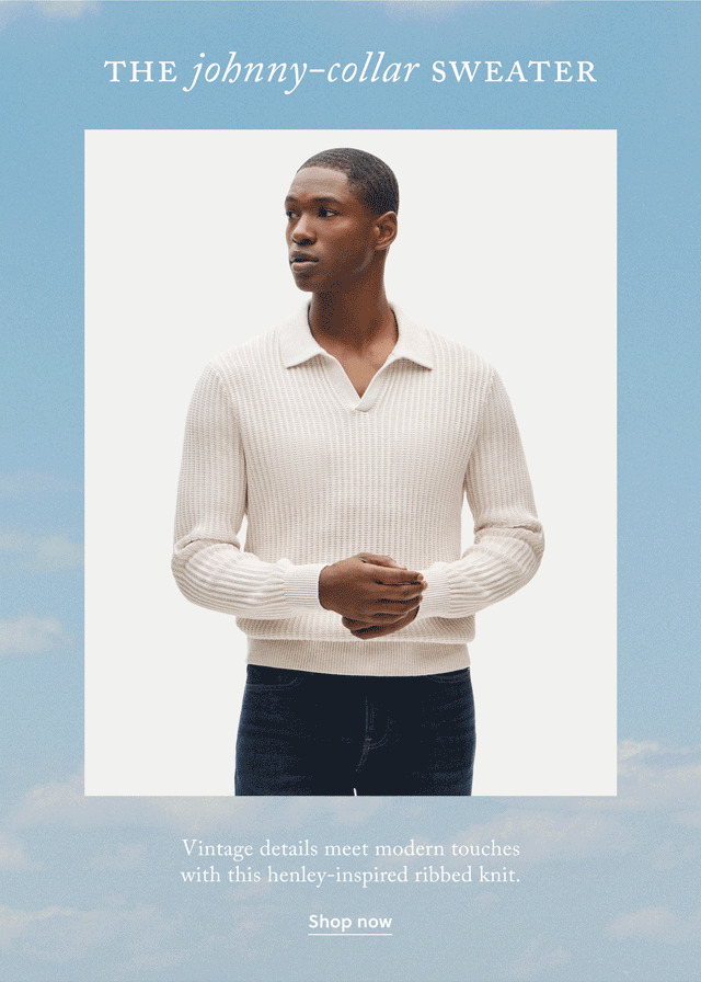 The johnny-collar sweater. Vintage details meet modern touches with this henley-inspired ribbed knit. Shop now.