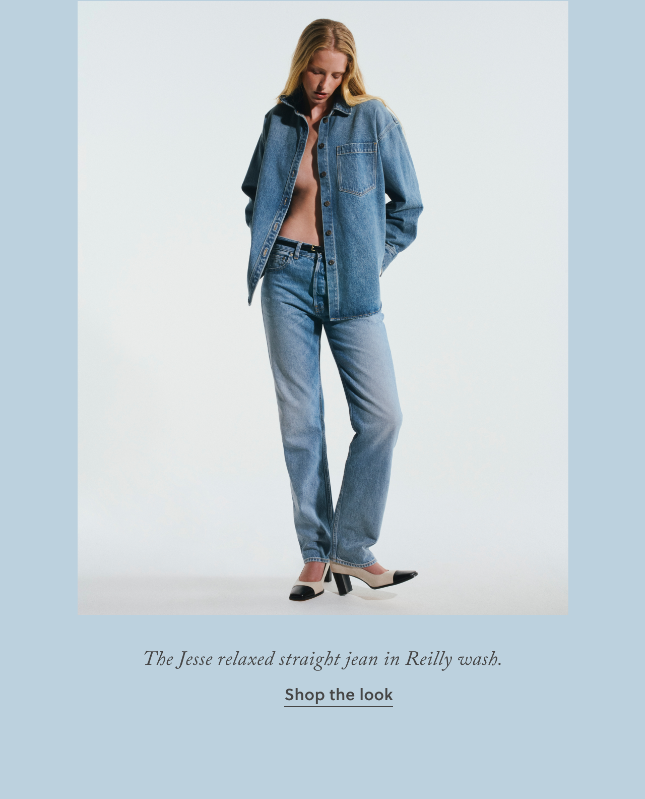 The Jesse relaxed straight jean in Reilly wash. Shop the look.