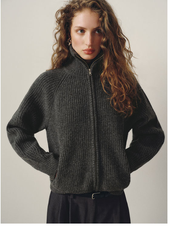 Joann Regen Wool Zip Sweater Jacket