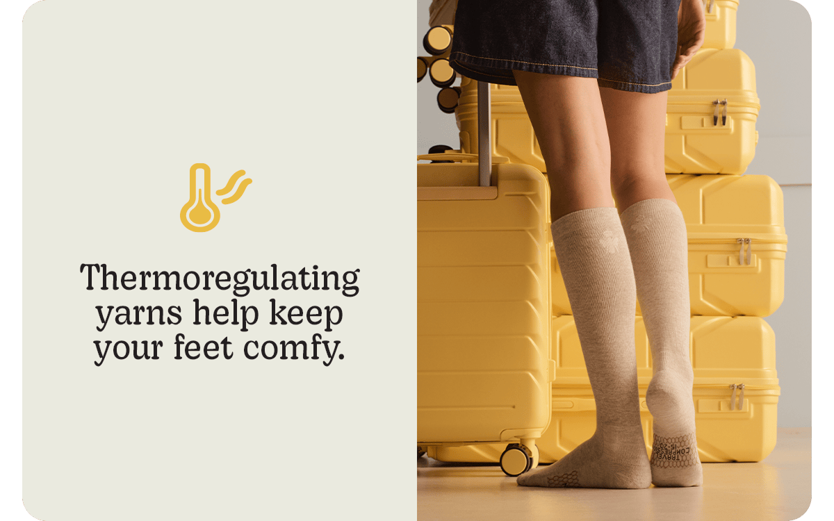 Thermoregulating yarns help keep your feet comfy.