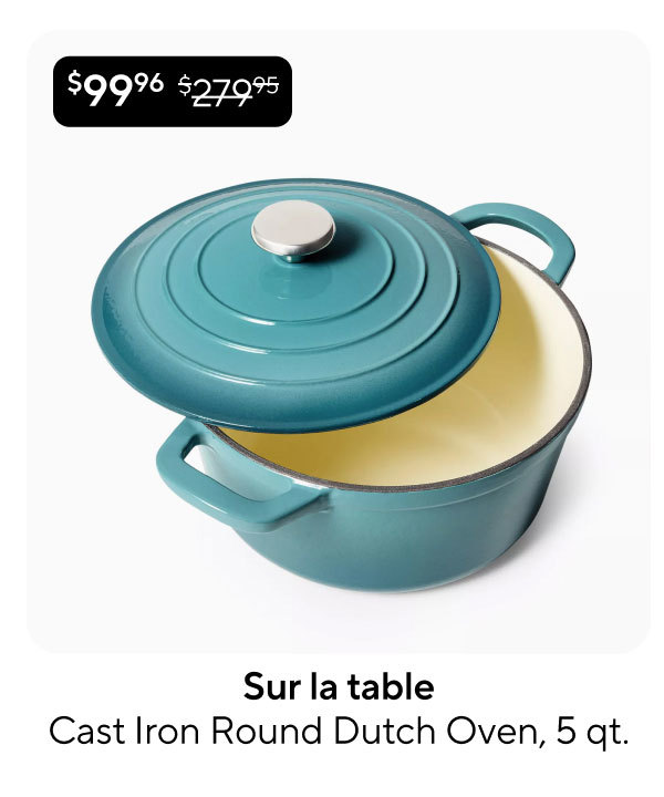 Sur la table Enameled Cast Iron Round Dutch Oven, 5 qt.