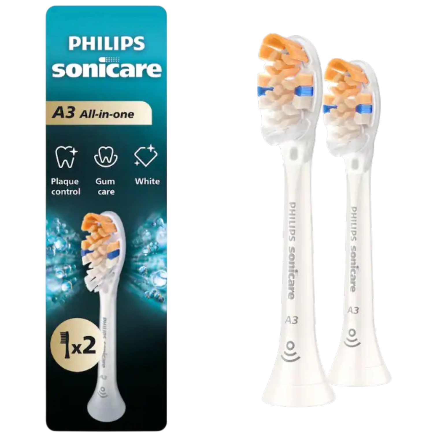 Philips Sonicare A3 All-in-One Replacement Brush Heads, 2 Pack