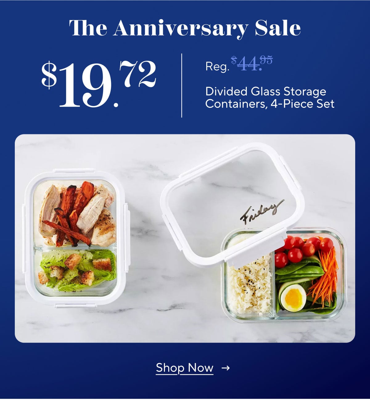 Sur La Table Divided Glass Storage Containers, 4-Piece Set