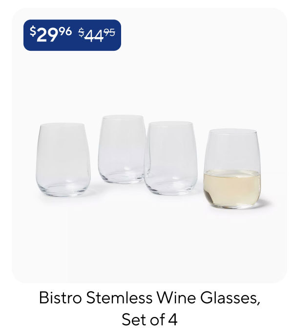 Bistro Stemless Wine Glasses, Set of 4