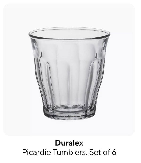 Duralex Picardie Colored Tumbler, Set of 6, 8.45 oz.