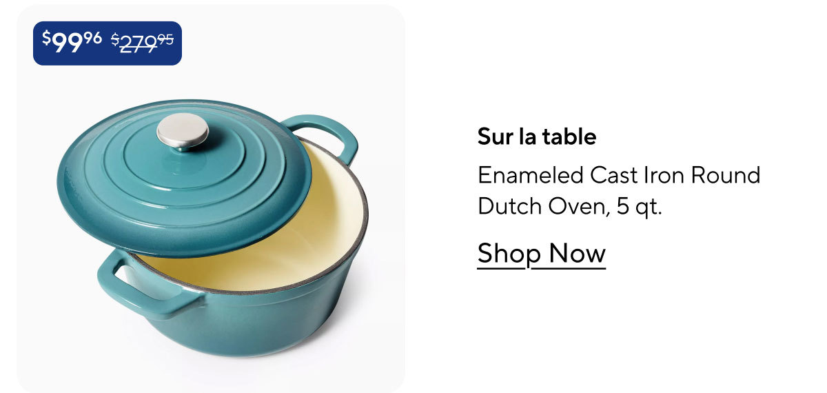 Sur la table Enameled Cast Iron Round Dutch Oven, 5 qt.